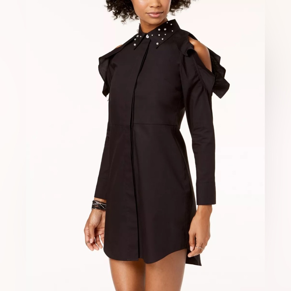 The Edit By Seventeen Juniors Cotton Cold Shoulder Shirtdress